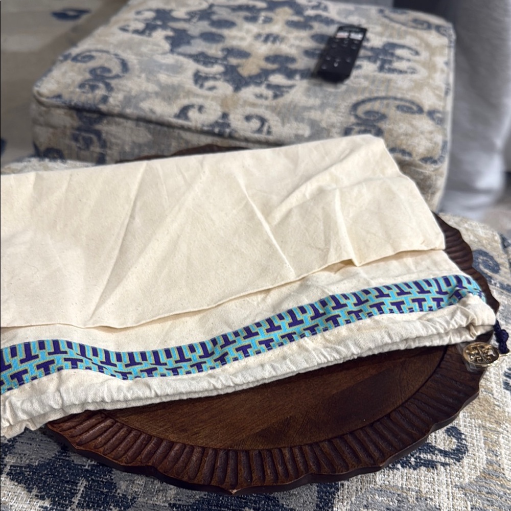 Tory Burch Cream and Blue Dusty Bag